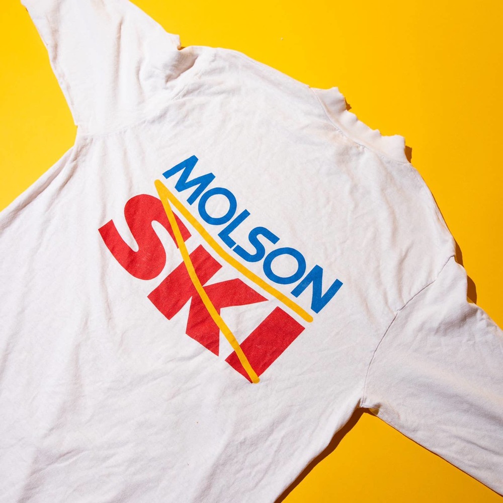 vintage 80s ski long sleeve mock neck graphic